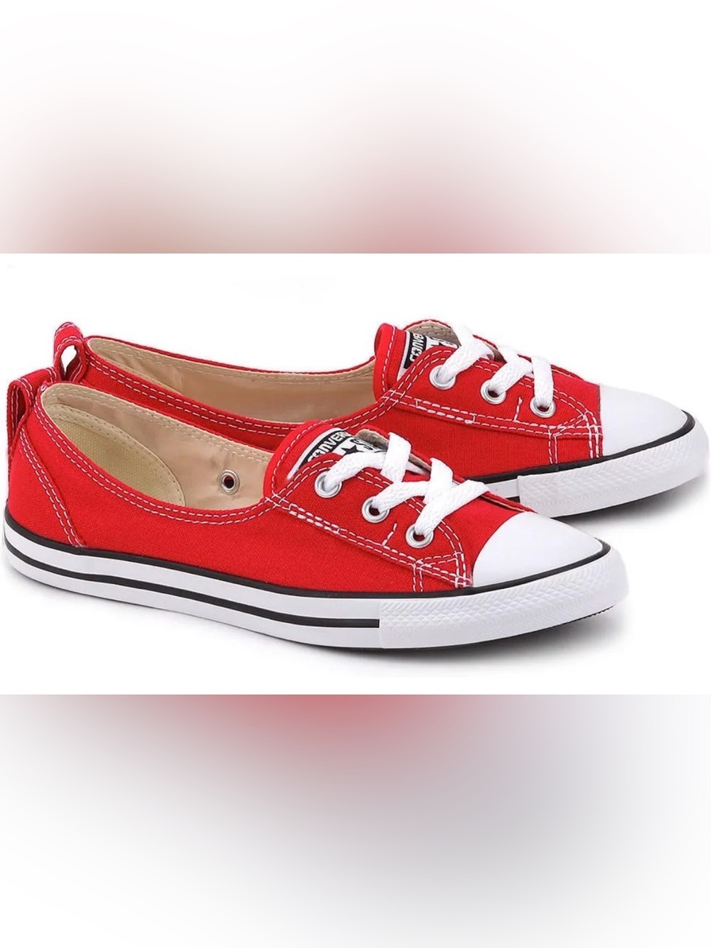 Converse Chuck Taylor All Star Ballet Lace Red Slip-On Sneakers